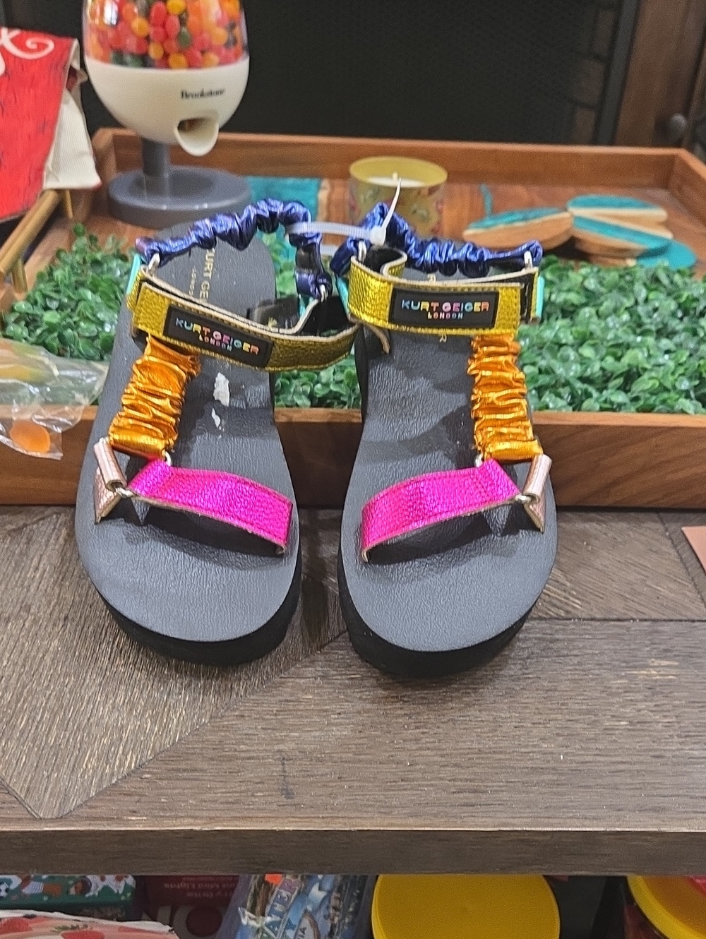 Kurt Geiger Multicolor Ruched Strappy Sandals - Pink, Gold, Blue, Green